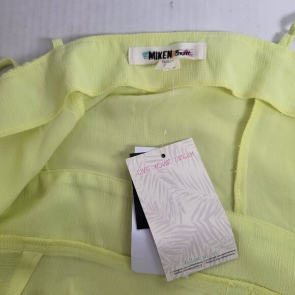 Miken Swim Women Yellow Button-Front Adjustable Straps Sundress Size  S - Picture 9 of 11
